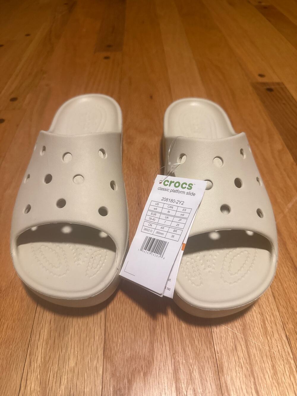 NEW Crocs Classic Platform Slide Bone Beige Sandals Women's Sz 9 208180-2Y2